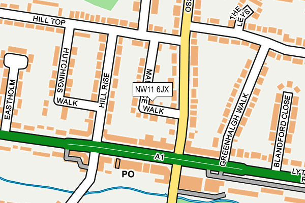 NW11 6JX map - OS OpenMap – Local (Ordnance Survey)