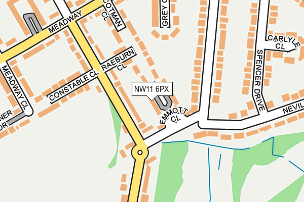 NW11 6PX map - OS OpenMap – Local (Ordnance Survey)