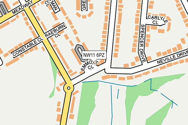 NW11 6PZ map - OS OpenMap – Local (Ordnance Survey)
