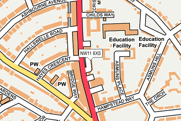 NW11 6XS map - OS OpenMap – Local (Ordnance Survey)