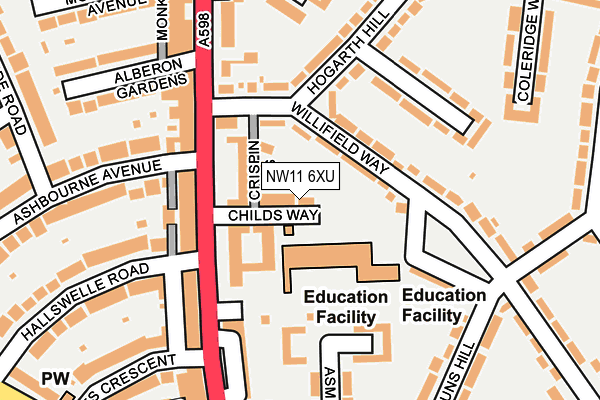 NW11 6XU map - OS OpenMap – Local (Ordnance Survey) NW11 6XU map - OS OpenMap – Local (Ordnance Survey)