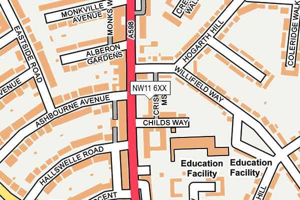 NW11 6XX map - OS OpenMap – Local (Ordnance Survey) NW11 6XX map - OS OpenMap – Local (Ordnance Survey)