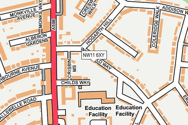 NW11 6XY map - OS OpenMap – Local (Ordnance Survey) NW11 6XY map - OS OpenMap – Local (Ordnance Survey)