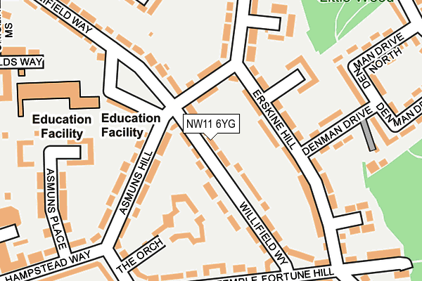 NW11 6YG map - OS OpenMap – Local (Ordnance Survey) NW11 6YG map - OS OpenMap – Local (Ordnance Survey)