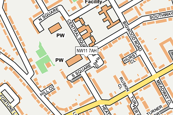 NW11 7AH map - OS OpenMap – Local (Ordnance Survey) NW11 7AH map - OS OpenMap – Local (Ordnance Survey)
