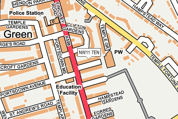 NW11 7EN map - OS OpenMap – Local (Ordnance Survey) NW11 7EN map - OS OpenMap – Local (Ordnance Survey)