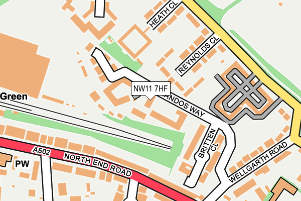 NW11 7HF map - OS OpenMap – Local (Ordnance Survey) NW11 7HF map - OS OpenMap – Local (Ordnance Survey)