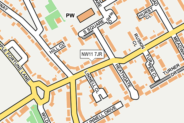 NW11 7JR map - OS OpenMap – Local (Ordnance Survey) NW11 7JR map - OS OpenMap – Local (Ordnance Survey)