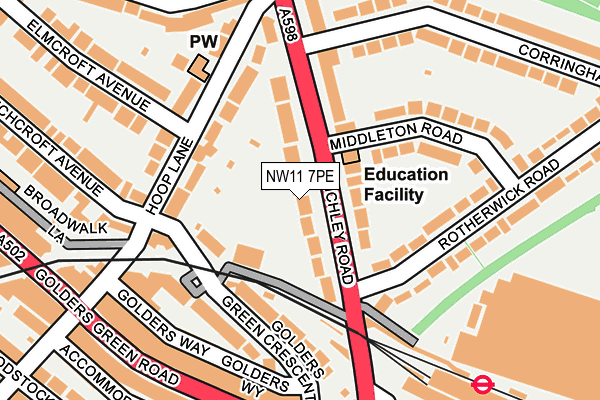 NW11 7PE map - OS OpenMap – Local (Ordnance Survey) NW11 7PE map - OS OpenMap – Local (Ordnance Survey)