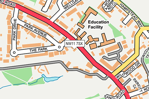 NW11 7SX map - OS OpenMap – Local (Ordnance Survey) NW11 7SX map - OS OpenMap – Local (Ordnance Survey)