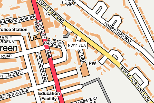NW11 7UA map - OS OpenMap – Local (Ordnance Survey)