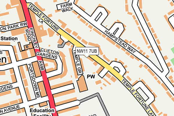 NW11 7UB map - OS OpenMap – Local (Ordnance Survey) NW11 7UB map - OS OpenMap – Local (Ordnance Survey)