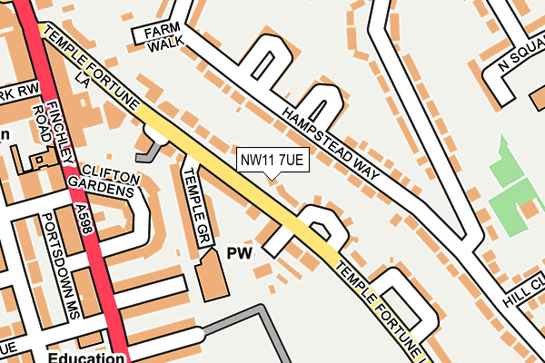 NW11 7UE map - OS OpenMap – Local (Ordnance Survey) NW11 7UE map - OS OpenMap – Local (Ordnance Survey)
