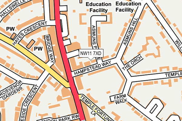 NW11 7XD map - OS OpenMap – Local (Ordnance Survey) NW11 7XD map - OS OpenMap – Local (Ordnance Survey)