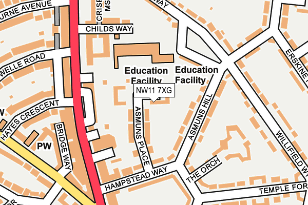 NW11 7XG map - OS OpenMap – Local (Ordnance Survey) NW11 7XG map - OS OpenMap – Local (Ordnance Survey)