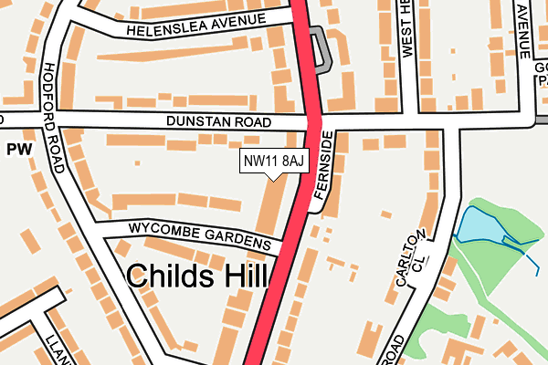 NW11 8AJ map - OS OpenMap – Local (Ordnance Survey) NW11 8AJ map - OS OpenMap – Local (Ordnance Survey)