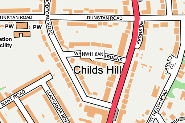 NW11 8AN map - OS OpenMap – Local (Ordnance Survey) NW11 8AN map - OS OpenMap – Local (Ordnance Survey)