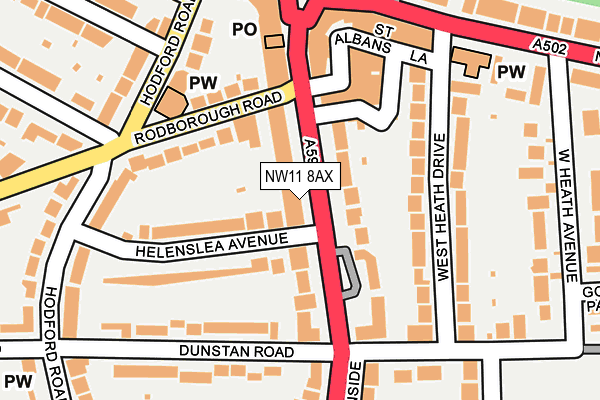 NW11 8AX map - OS OpenMap – Local (Ordnance Survey) NW11 8AX map - OS OpenMap – Local (Ordnance Survey)