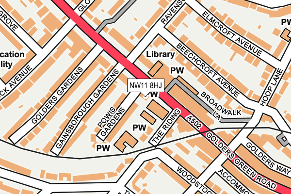 NW11 8HJ map - OS OpenMap – Local (Ordnance Survey)