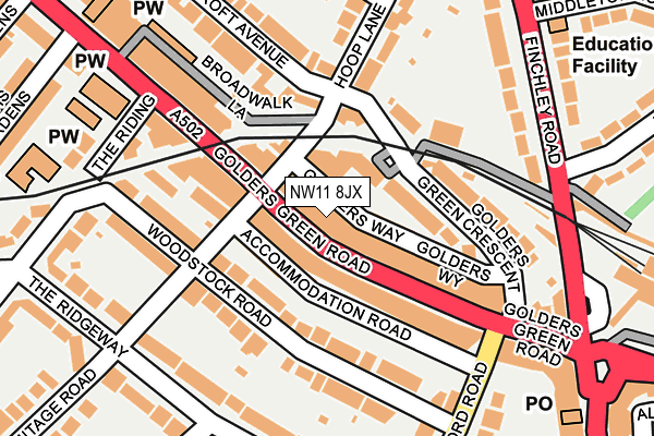 NW11 8JX map - OS OpenMap – Local (Ordnance Survey) NW11 8JX map - OS OpenMap – Local (Ordnance Survey)