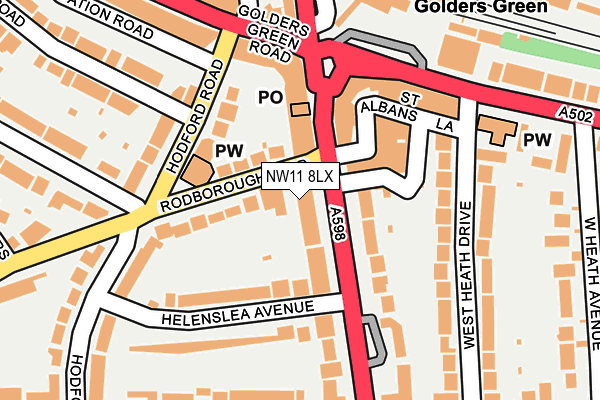 NW11 8LX map - OS OpenMap – Local (Ordnance Survey)