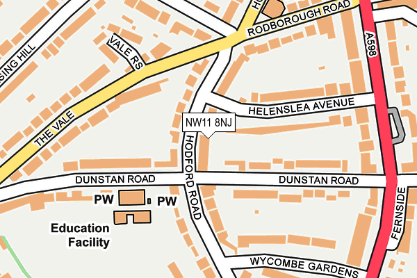 NW11 8NJ map - OS OpenMap – Local (Ordnance Survey) NW11 8NJ map - OS OpenMap – Local (Ordnance Survey)