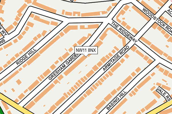 NW11 8NX map - OS OpenMap – Local (Ordnance Survey) NW11 8NX map - OS OpenMap – Local (Ordnance Survey)