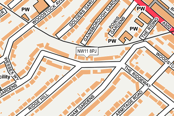 NW11 8PJ map - OS OpenMap – Local (Ordnance Survey) NW11 8PJ map - OS OpenMap – Local (Ordnance Survey)