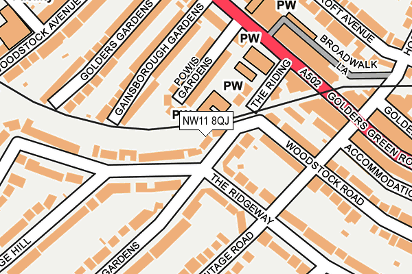 NW11 8QJ map - OS OpenMap – Local (Ordnance Survey) NW11 8QJ map - OS OpenMap – Local (Ordnance Survey)