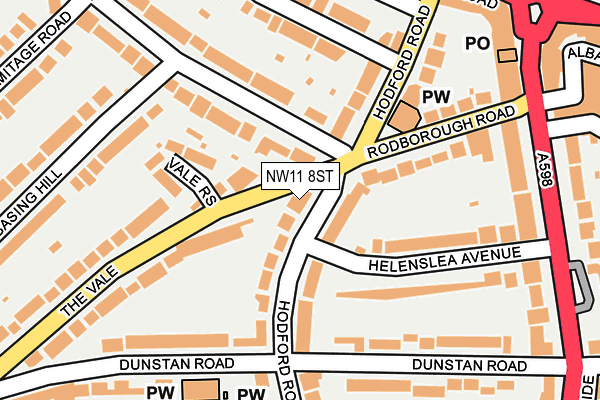 NW11 8ST map - OS OpenMap – Local (Ordnance Survey) NW11 8ST map - OS OpenMap – Local (Ordnance Survey)