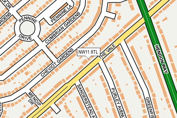 NW11 8TL map - OS OpenMap – Local (Ordnance Survey)