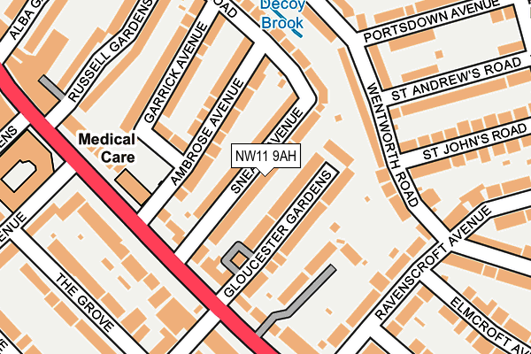 NW11 9AH map - OS OpenMap – Local (Ordnance Survey) NW11 9AH map - OS OpenMap – Local (Ordnance Survey)