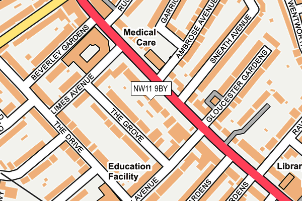 NW11 9BY map - OS OpenMap – Local (Ordnance Survey) NW11 9BY map - OS OpenMap – Local (Ordnance Survey)