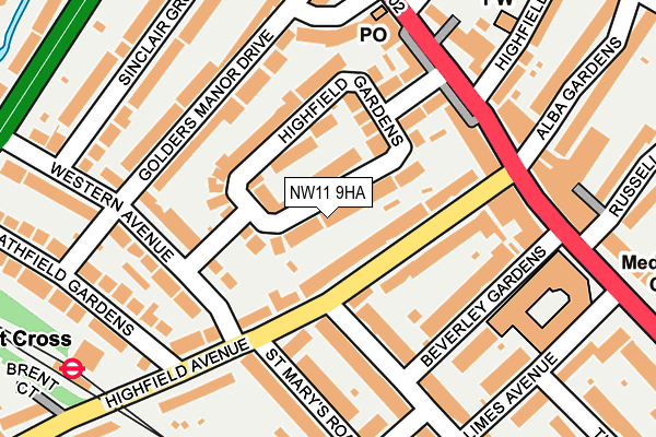 NW11 9HA map - OS OpenMap – Local (Ordnance Survey) NW11 9HA map - OS OpenMap – Local (Ordnance Survey)
