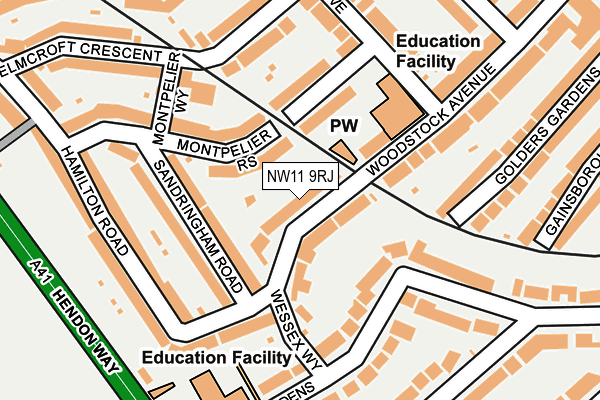 NW11 9RJ map - OS OpenMap – Local (Ordnance Survey) NW11 9RJ map - OS OpenMap – Local (Ordnance Survey)