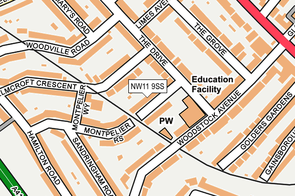NW11 9SS map - OS OpenMap – Local (Ordnance Survey)
