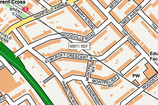 NW11 9SY map - OS OpenMap – Local (Ordnance Survey)
