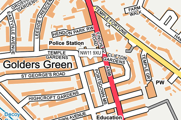 NW11 9XU map - OS OpenMap – Local (Ordnance Survey) NW11 9XU map - OS OpenMap – Local (Ordnance Survey)