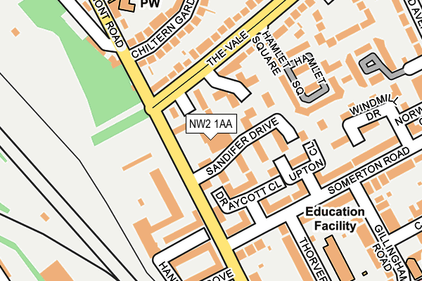 NW2 1AA map - OS OpenMap – Local (Ordnance Survey) NW2 1AA map - OS OpenMap – Local (Ordnance Survey)