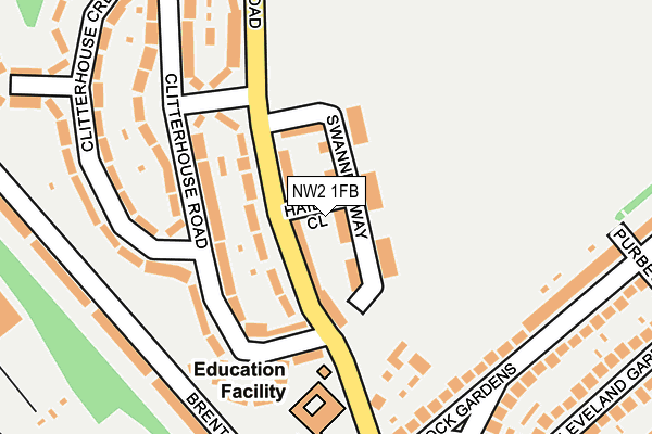NW2 1FB map - OS OpenMap – Local (Ordnance Survey) NW2 1FB map - OS OpenMap – Local (Ordnance Survey)