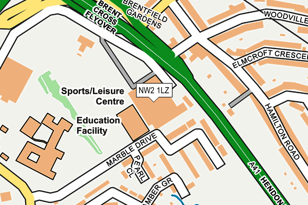 NW2 1LZ map - OS OpenMap – Local (Ordnance Survey)