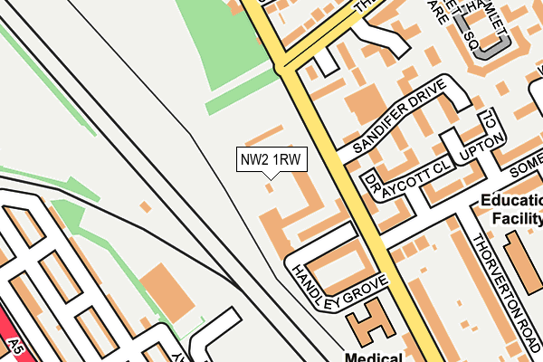 NW2 1RW map - OS OpenMap – Local (Ordnance Survey) NW2 1RW map - OS OpenMap – Local (Ordnance Survey)