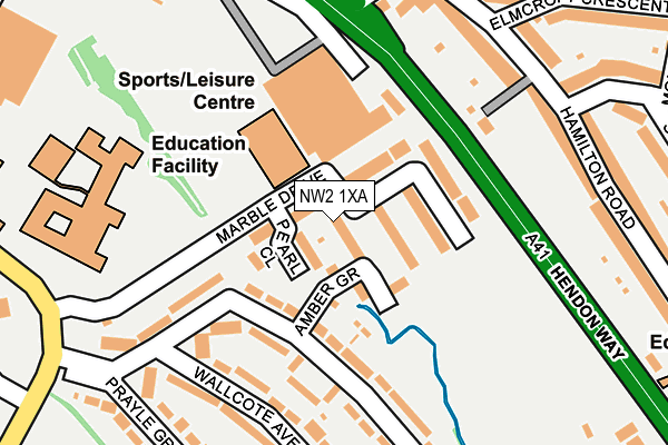 NW2 1XA map - OS OpenMap – Local (Ordnance Survey) NW2 1XA map - OS OpenMap – Local (Ordnance Survey)