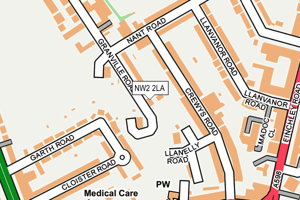 NW2 2LA map - OS OpenMap – Local (Ordnance Survey) NW2 2LA map - OS OpenMap – Local (Ordnance Survey)