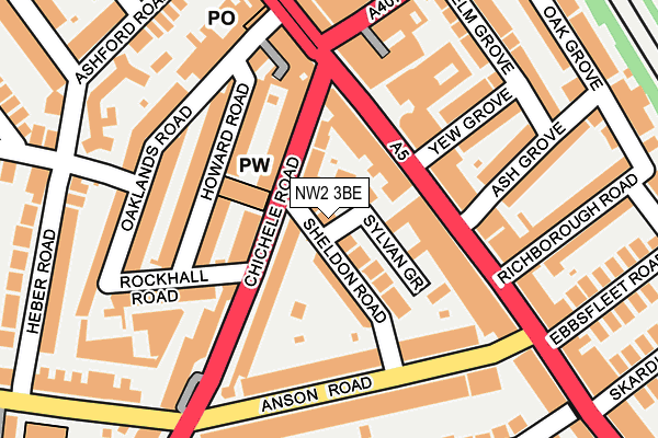 NW2 3BE map - OS OpenMap – Local (Ordnance Survey) NW2 3BE map - OS OpenMap – Local (Ordnance Survey)