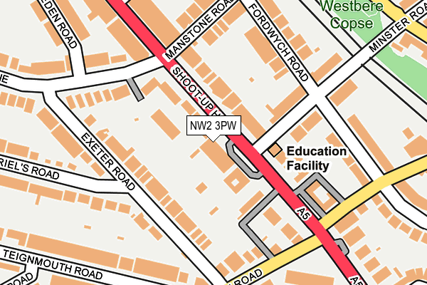 NW2 3PW map - OS OpenMap – Local (Ordnance Survey) NW2 3PW map - OS OpenMap – Local (Ordnance Survey)