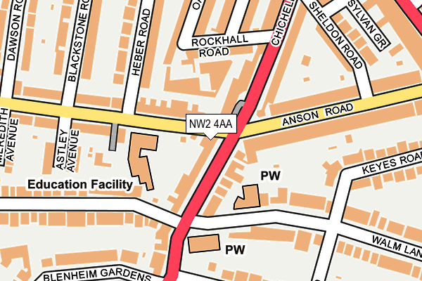 NW2 4AA map - OS OpenMap – Local (Ordnance Survey) NW2 4AA map - OS OpenMap – Local (Ordnance Survey)