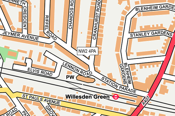 NW2 4PA map - OS OpenMap – Local (Ordnance Survey) NW2 4PA map - OS OpenMap – Local (Ordnance Survey)