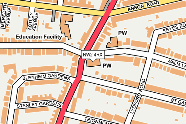 NW2 4RX map - OS OpenMap – Local (Ordnance Survey) NW2 4RX map - OS OpenMap – Local (Ordnance Survey)