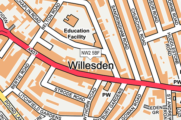 NW2 5BF map - OS OpenMap – Local (Ordnance Survey) NW2 5BF map - OS OpenMap – Local (Ordnance Survey)